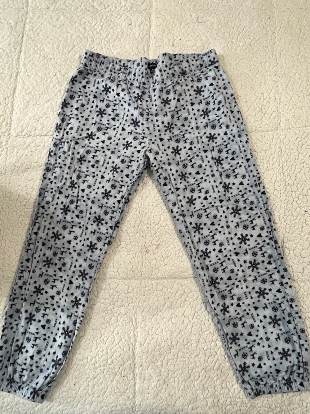 GAP Light Blue and Black Snowflake Print Pajama Pants